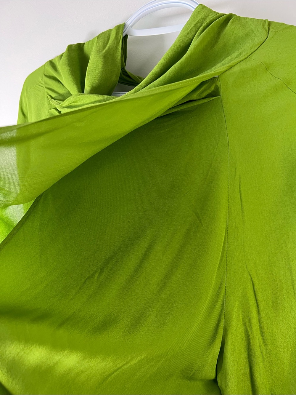 Zara Bright Lime Green Chic Contemporary Balloon-Sleeve Blouse Women’s Medium - Picture 9 of 12